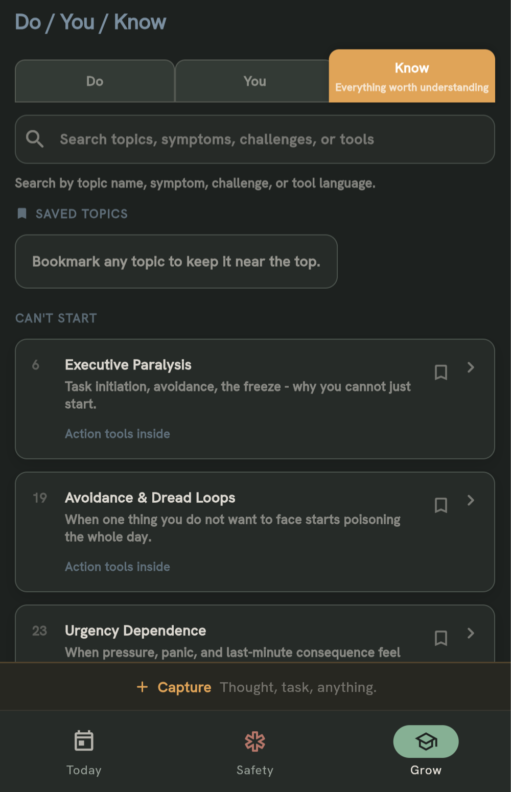 Grow topic library