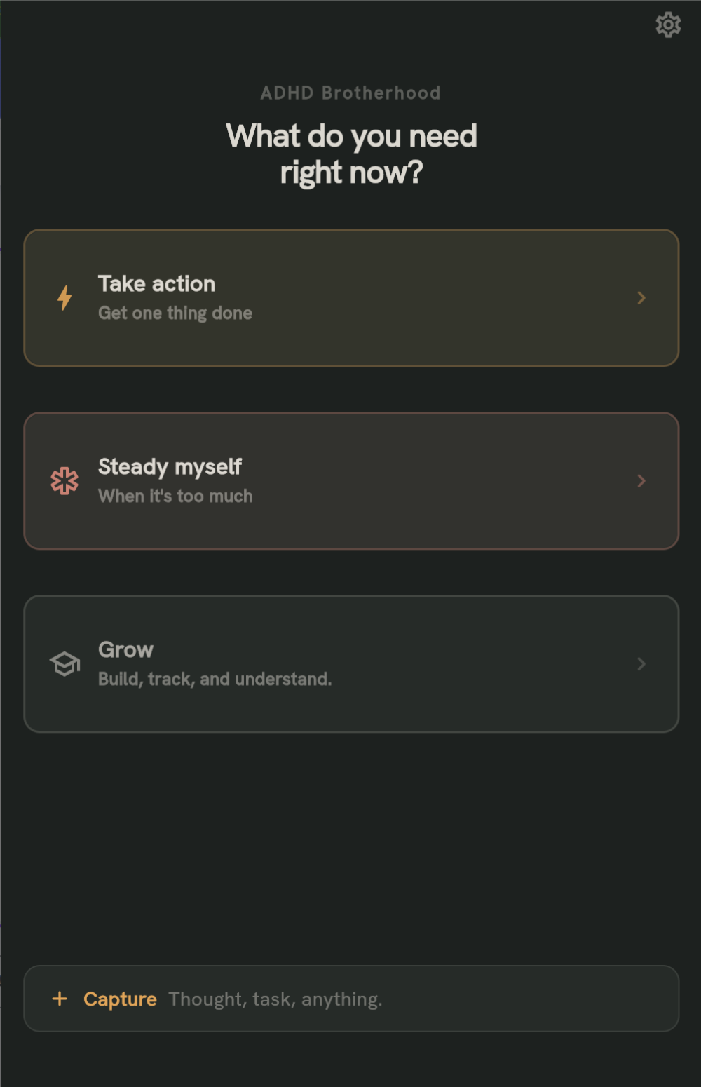 ADHD Brotherhood entry screen