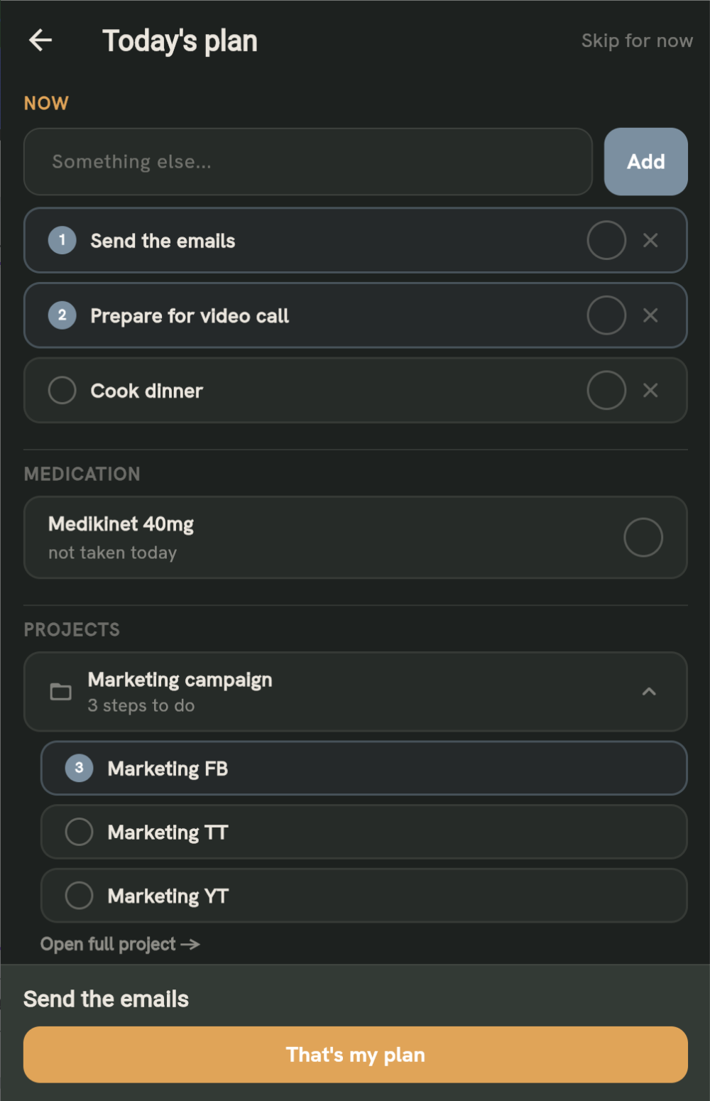 Daily check-in and planning